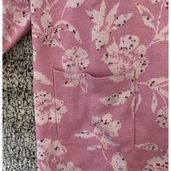 Isaac Mizrahi 3X Jacquard Floral Sweater Cardigan Camellia Pink NEW Pockets - Picture 4 of 7